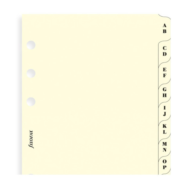 Index alphabétique organiseur Filofax A5 Cotton Cream