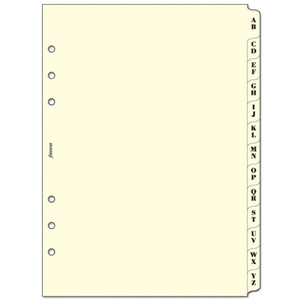 Index alphabétique organiseur Filofax A5 Cotton Cream