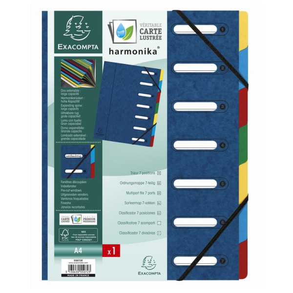 Trieur avec élastiques 7 compartiments Exacompta HARMONIKA