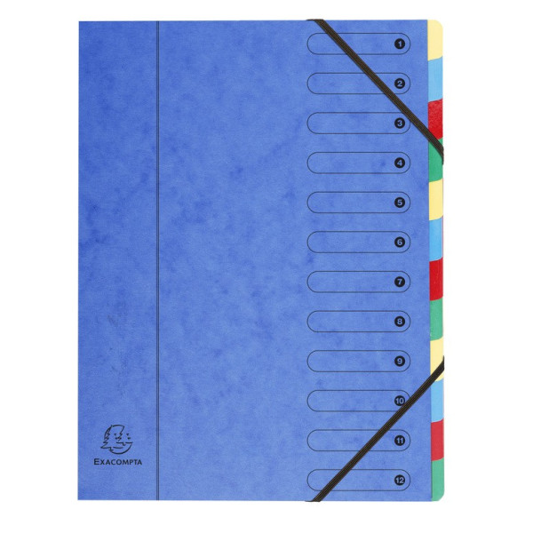 Trieur avec élastiques carte lustrée 12 compartiments Exacompta HARMONIKA