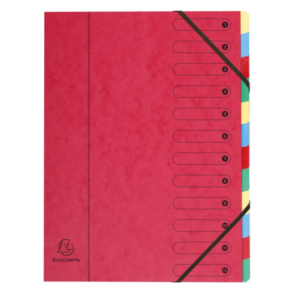 Trieur avec élastiques carte lustrée 12 compartiments Exacompta HARMONIKA