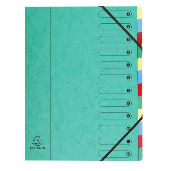 Trieur avec élastiques carte lustrée 12 compartiments Exacompta HARMONIKA
