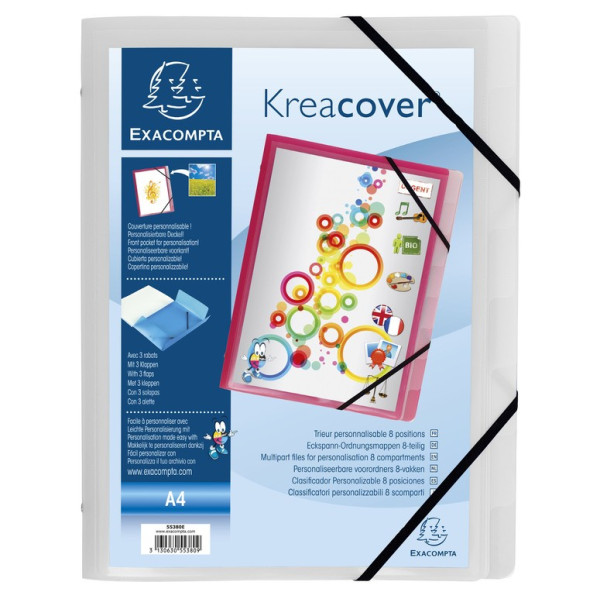 Trieur Personnalisable 3 Rabats 8 compartiments Exacompta Kreacover