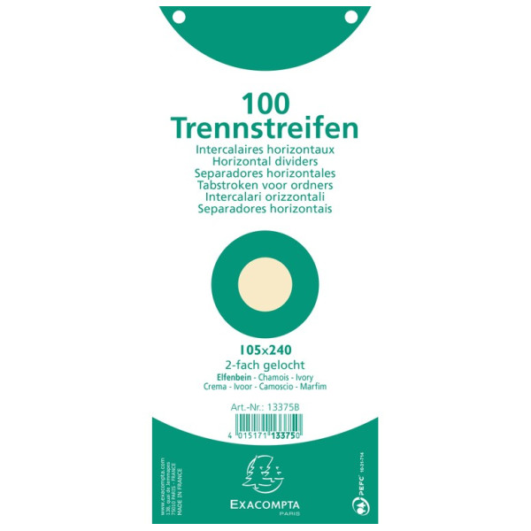 Fiches Intercalaires Bristol 180g 105x240 Exacompta