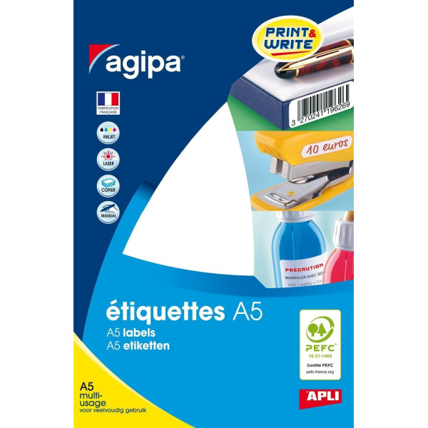 Etiquettes 97,5x68mm adhésives coins arrondis Apli-Agipa