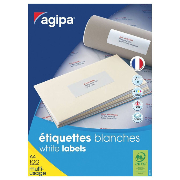 Etiquettes 70x29,7mm adhésives coins droits Apli-Agipa