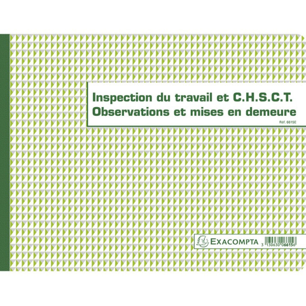 Piqûre 24x32cm Registre de l'inspection du travail et du C.H.S.C.T. Exacompta