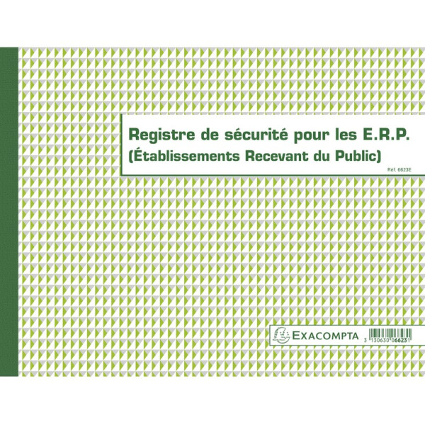 Piqûre 24x32cm Registre de sécurité pour les établissement recevant du public (ERP) Exacompta