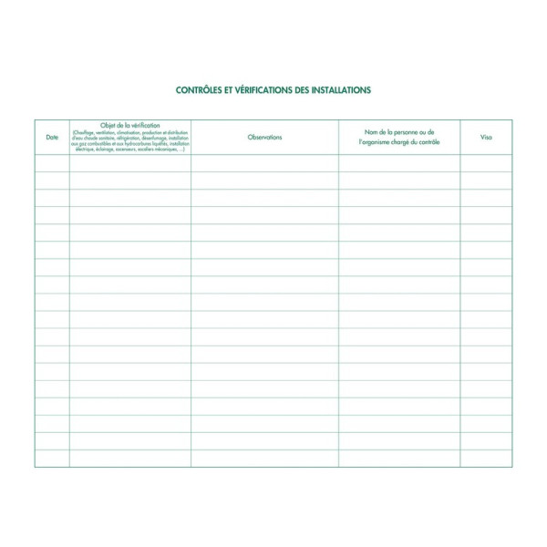 Piqûre 24x32cm Registre de sécurité pour les établissement recevant du public (ERP) Exacompta