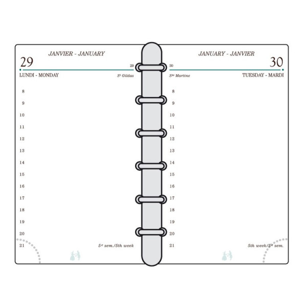 Recharge organiseur journalier 7,3x12cm tranche dorée Mignon TK12R