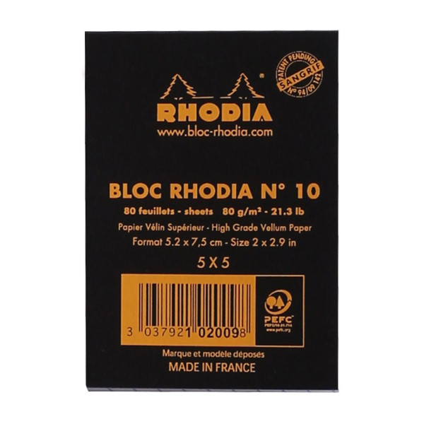 Bloc agrafé N°10 A8 petits carreaux Rhodia