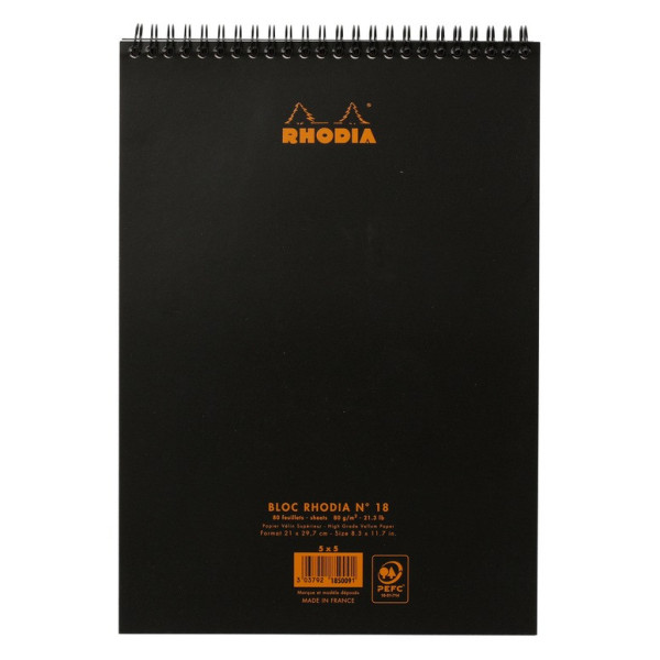 Bloc spirale N°18 A4 petits carreaux Rhodia