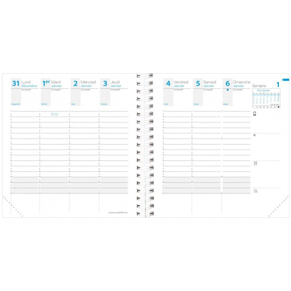 Agenda semainier 16x16cm spiralé Quo Vadis Time&Life Medium avec répertoire