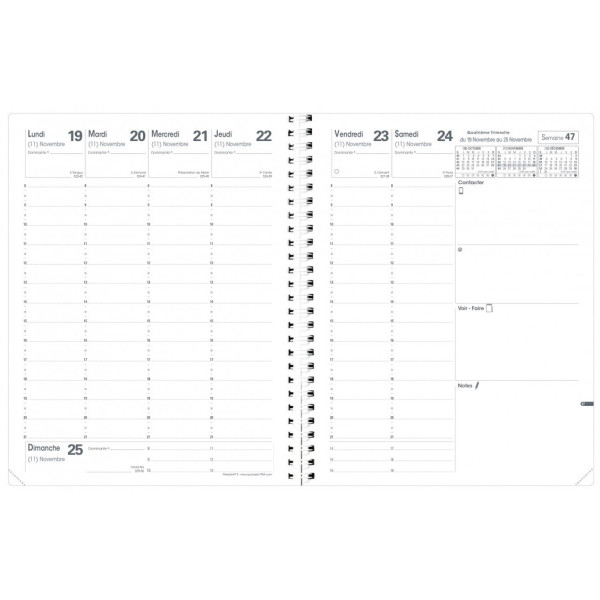 Agenda semainier 21x27cm spiralé Quo Vadis Président S Impala