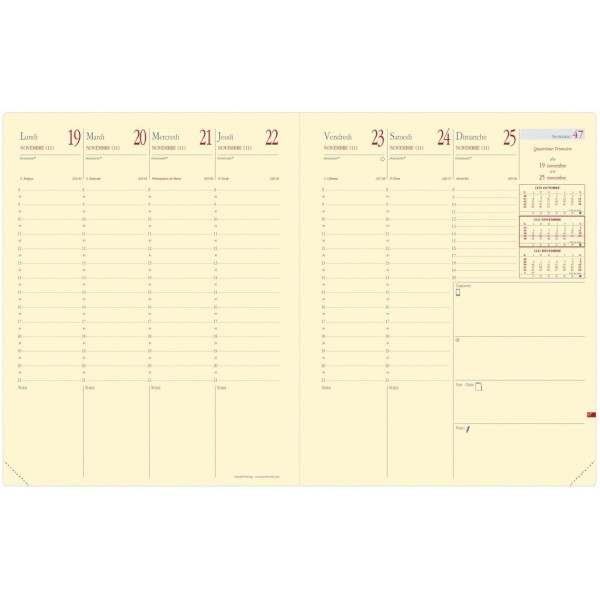 Recharge agenda semainier 21x27cm Quo Vadis Président Prestige