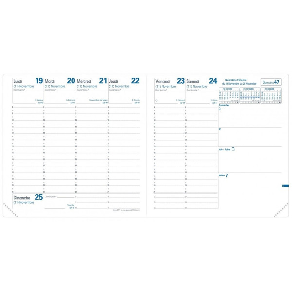 Agenda semainier 16x16cm Quo Vadis Exécutif Impala