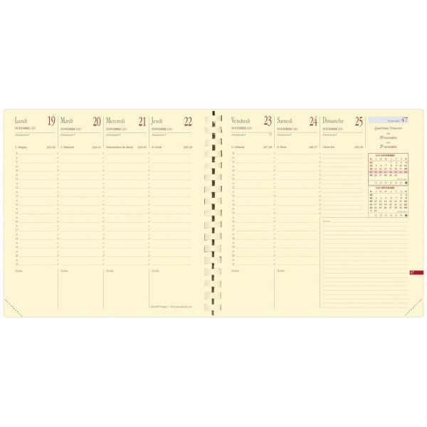 Recharge agenda semainier 16x16cm spiralé Quo Vadis Exécutif S Prestige avec répertoire