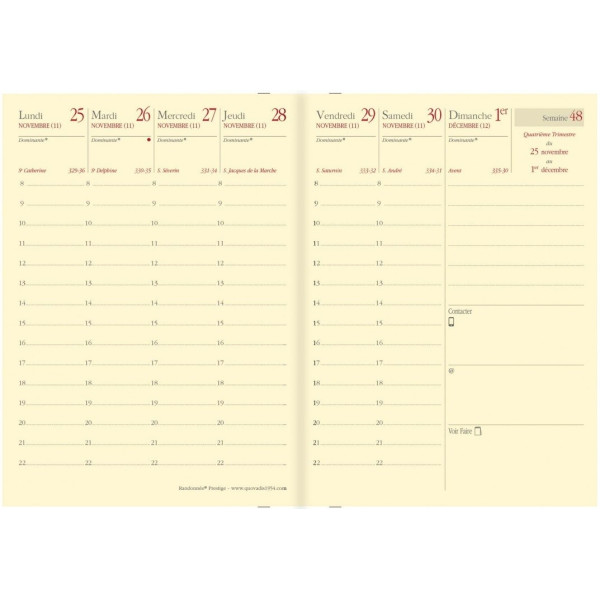 Recharge Agenda 9x12,5cm Quo Vadis Randonnée Prestige