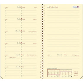 Agenda semainier 8,8x17cm spiralé Quo Vadis Italnote S Prestige Impala avec répertoire