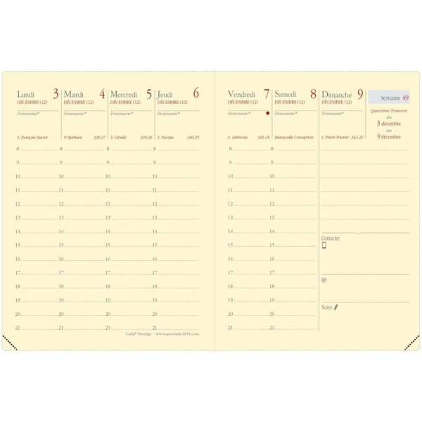 Recharge agenda semainier 8x10,5cm Quo Vadis Carla Prestige
