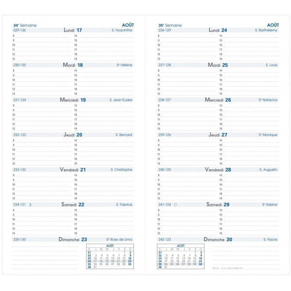 Agenda semainier 8,8x17cm Quo Vadis Silma Impala