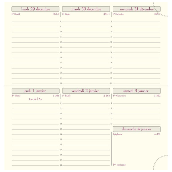 Recharge agenda semainier 8,5x16cm tranche dorée Exacompta Temporel 16