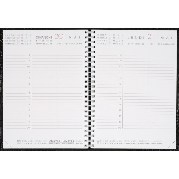 Recharge agenda journalier 15,2x20,4cm spiralée semestrielle Agenda Moderne