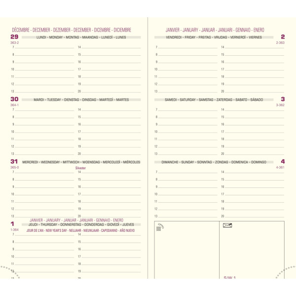 Recharge agenda semainier 8,5x16cm tranche dorée Exacompta Eurotime 16