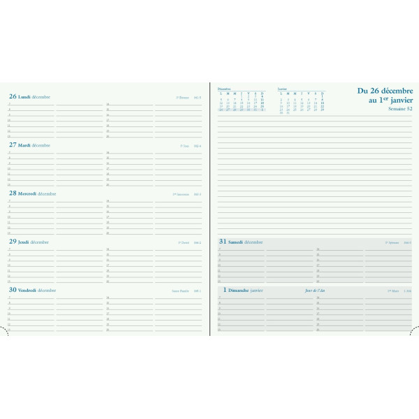 Agenda Semainier 18,5x22,5cm Exacompta Espace 22 Barbara