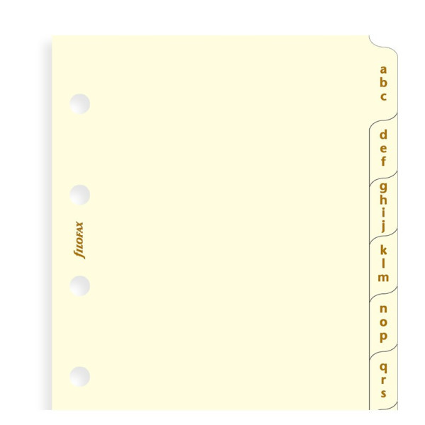 Index alphabétique organiseur Filofax Mini Cotton Cream