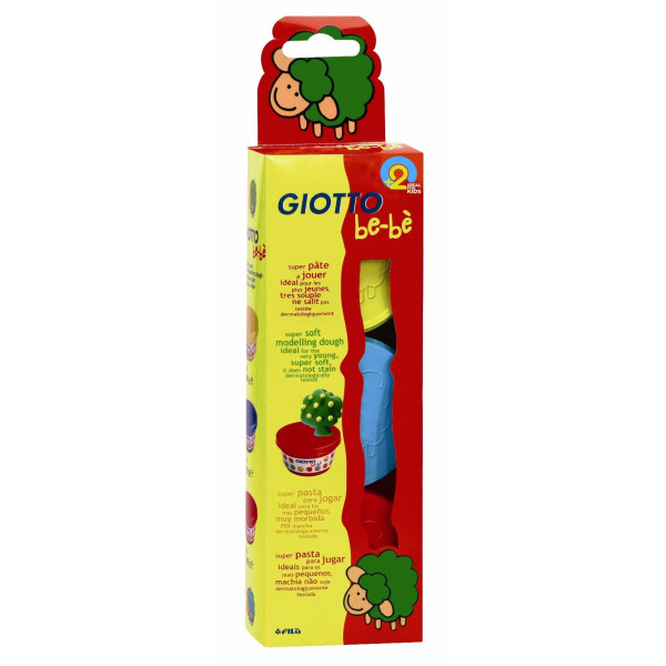 Pâte a jouer 3x100g Giotto be-bè Jaune-Rouge-Bleu