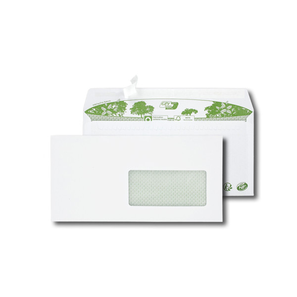 40 Enveloppes DL 110x220mm fenêtre 45x100mm recyclées GPV Green ERA Pure
