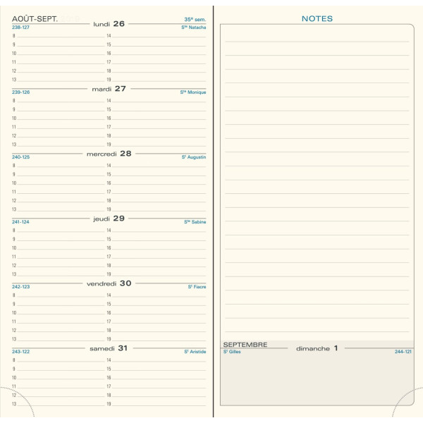 Agenda semainier 9x17,5cm Exacompta Espace 17 Amélie