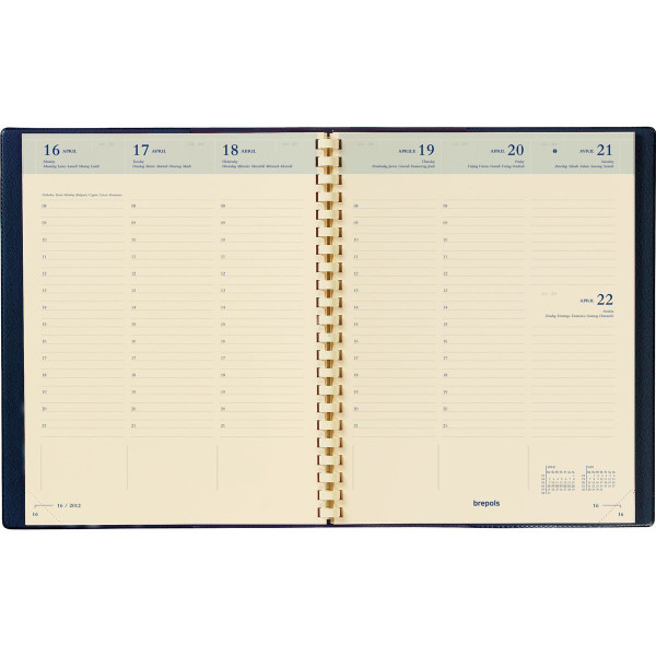 Agenda semainier 16,8x22cm spiralé Brepols Timing Genova