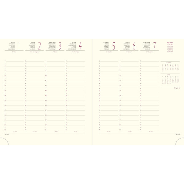 Recharge agenda semainier 15x17cm Exacompta Eurotime 18