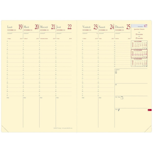 Agenda semainier 16x24cm Quo Vadis Ministre Prestige Silk