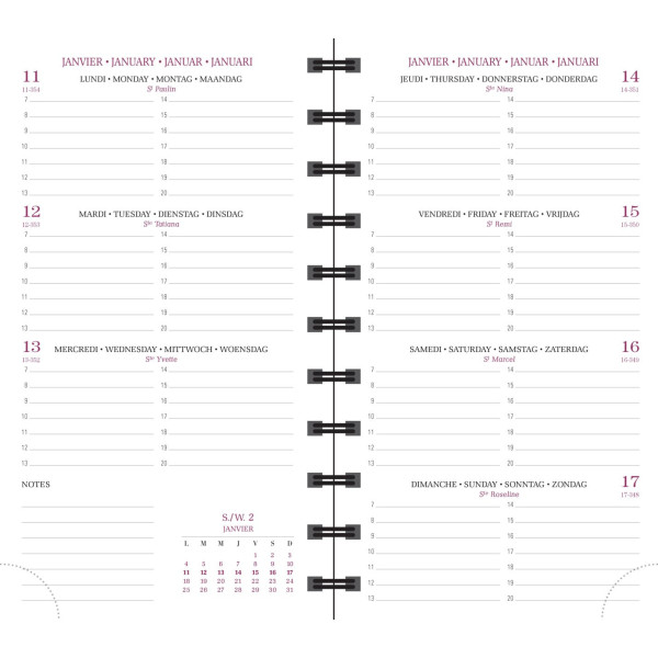 Agenda Semainier recyclé 9x16cm spiralé Exacompta Eurotime 16S Forever