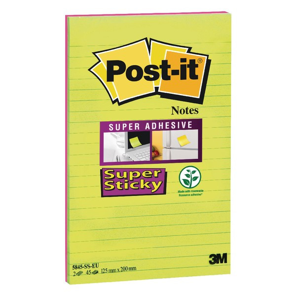 Notes adhésives 127x203mm 3M Post-it Super Sticky
