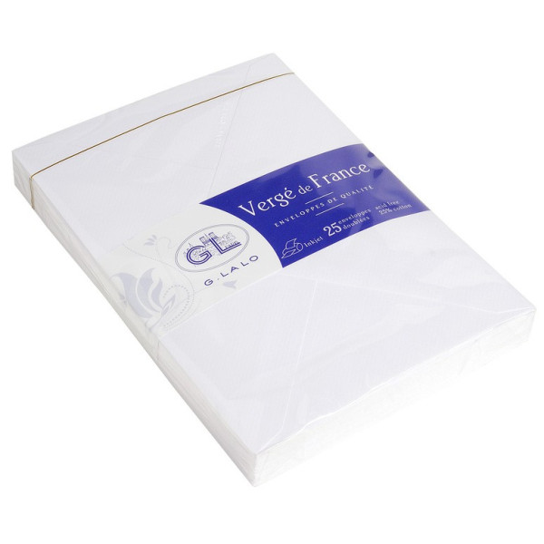 Enveloppes Vergé 162x229mm gommées doublées Lalo extra blanc