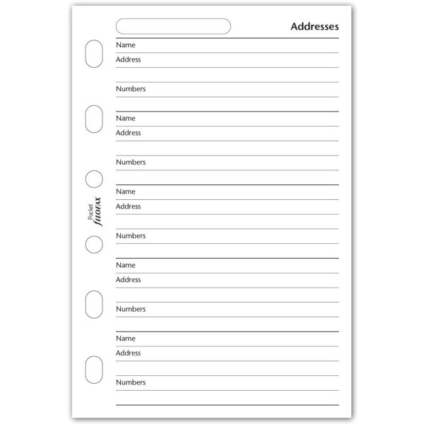 Feuilles contacts 81x120mm Filofax Pocket