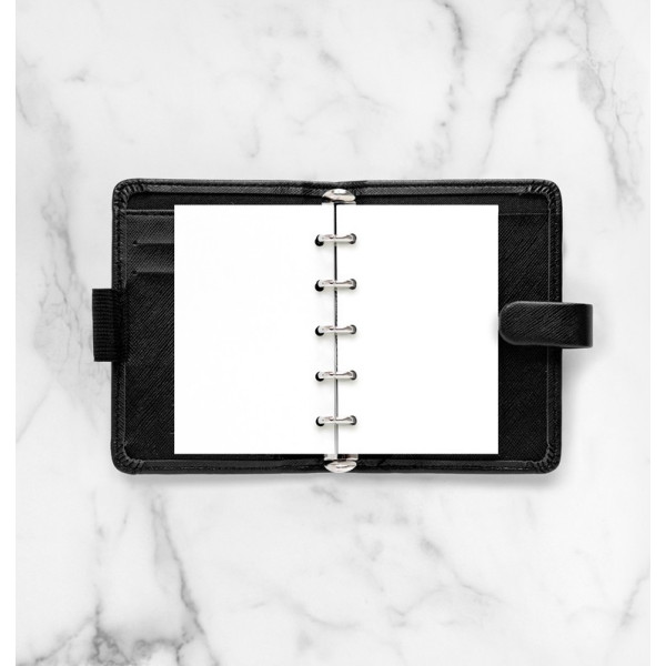 Feuilles de notes unies blanches Filofax Mini dans un carnet de notes
