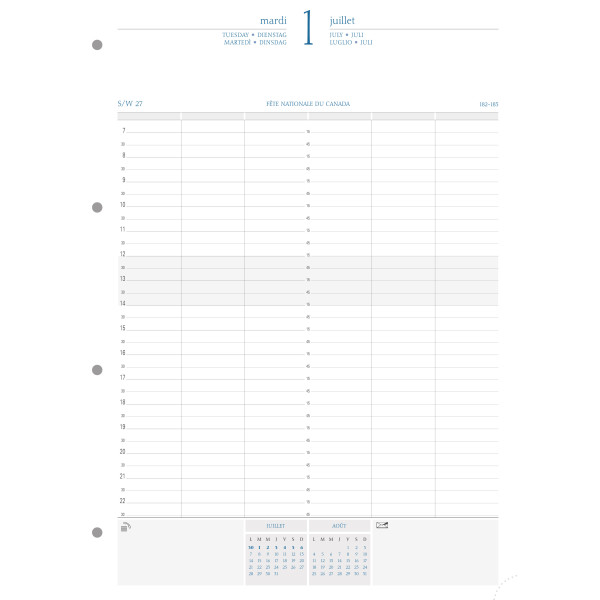 Recharge organiseur journalier 21x29,7cm Exacompta Exatime 29