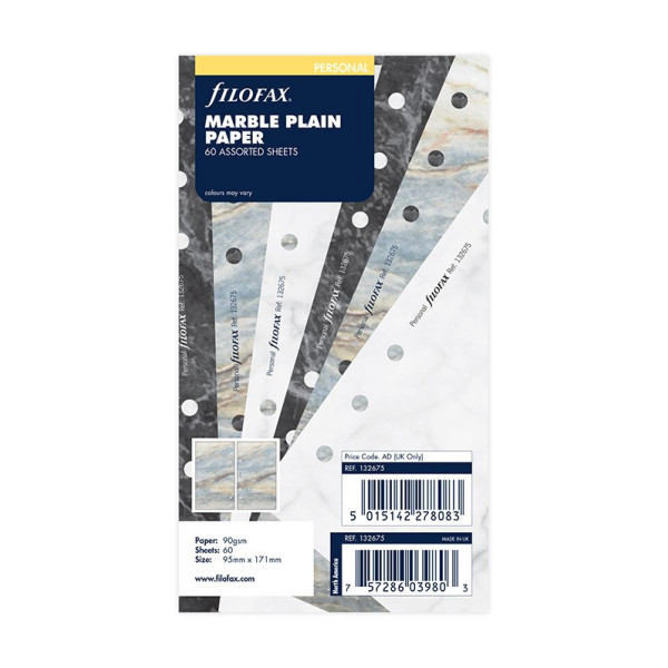 Feuilles de notes unies assortiment Marble Personal Filofax