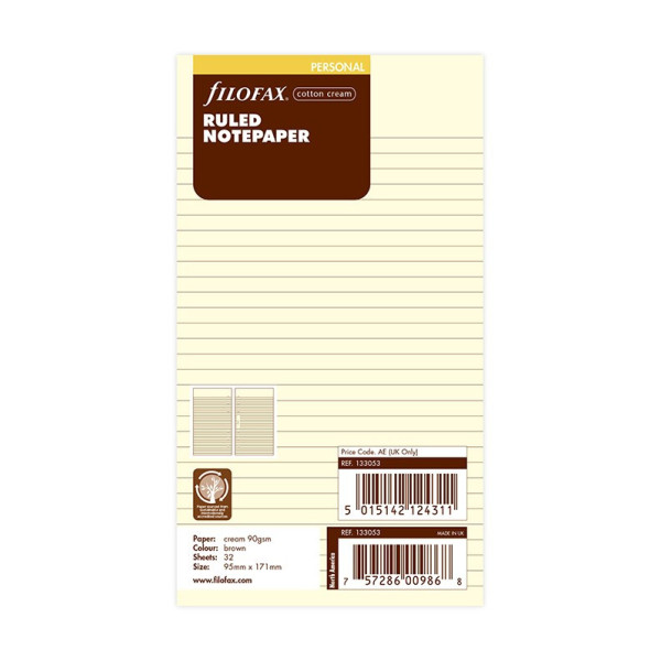 Feuilles de notes lignées Filofax Personal