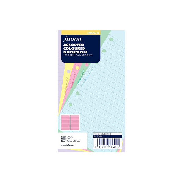 Feuilles de notes lignées pastel Filofax Personal