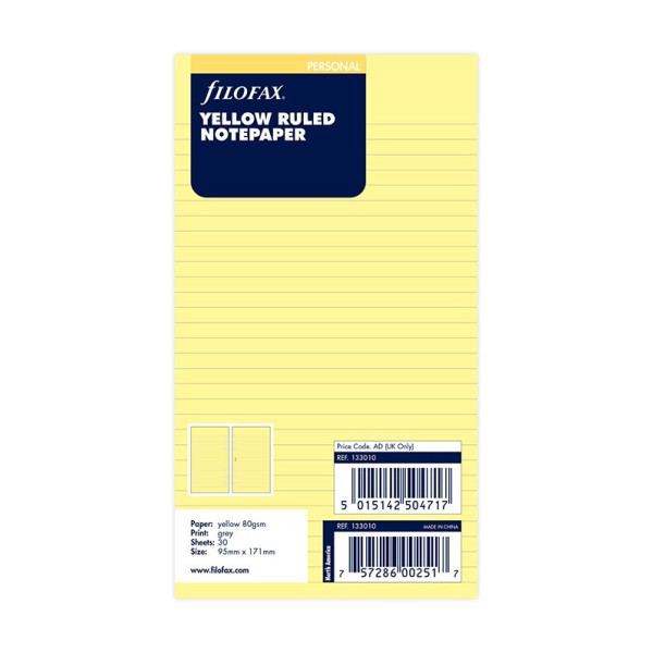 Feuilles de notes lignées Filofax Personal
