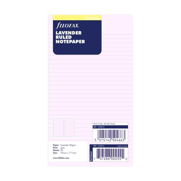 Feuilles de notes lignées Filofax Personal