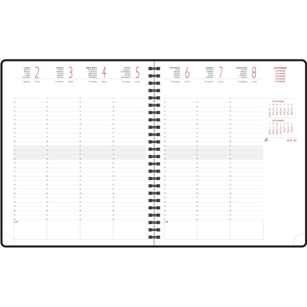 Agenda Semainier recyclé 18,5x22,5cm spiralé Exacompta Eurotime 22S Chemin des Marettes