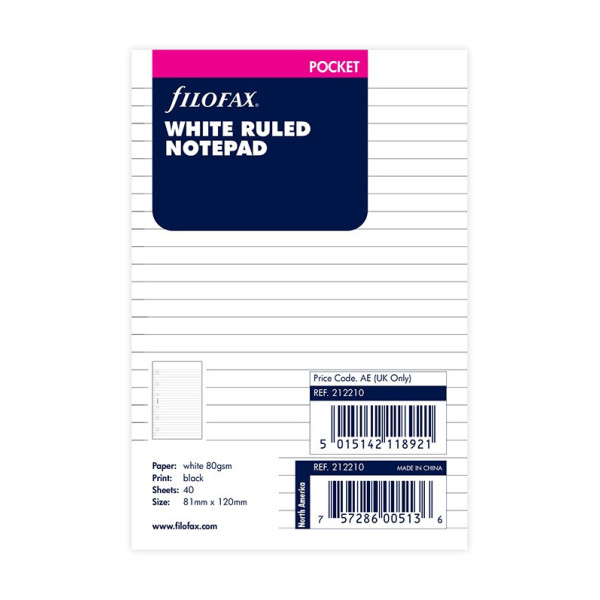 Bloc-notes lignées Filofax Pocket