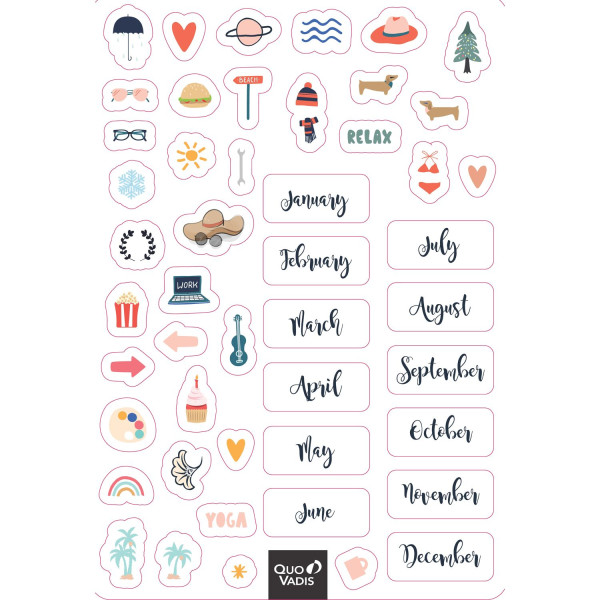 16 Stickers Mensuels 12,5x18 Quo Vadis